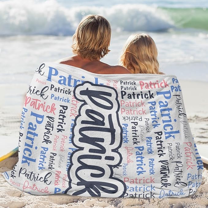 Custom Blanket with Name Personalized Blankets for Kids Adult Boys Girls Flannel Monogrammed Customized Blankets Throw (50''x60'')