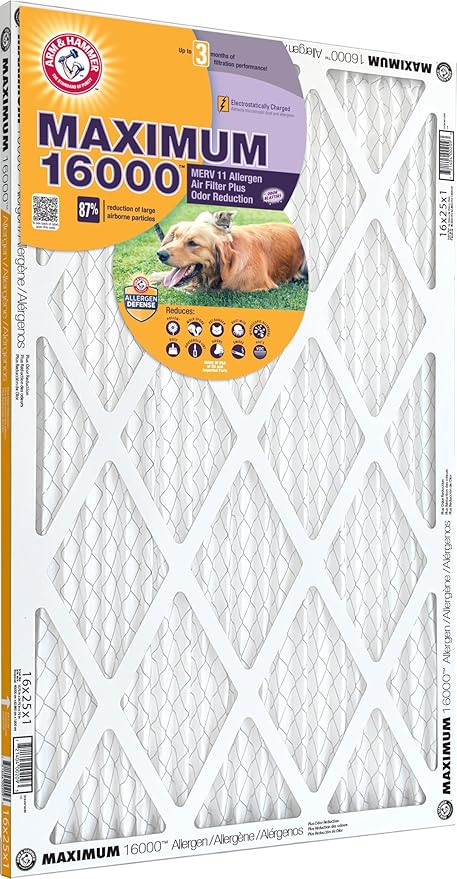 Arm & Hammer Max Allergen & Odor Reduction 14x30x1 Air and Furnace Filter, MERV 11, 4-Pack