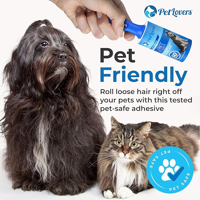 PetLovers Lint Rollers for Pet Hair Extra Sticky - Lint Remover for Clothes (2 Pack Travel Size)