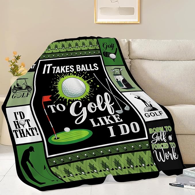 Golf Blanket, Golf Sport Throw Blanket, Golfing Gifts Blankets Stuff Fleece Flannel Plush for Golfers Men Women Lovers Adults Soft Bedding Gift for Sofa Bed Office Home Decor 40"X50"