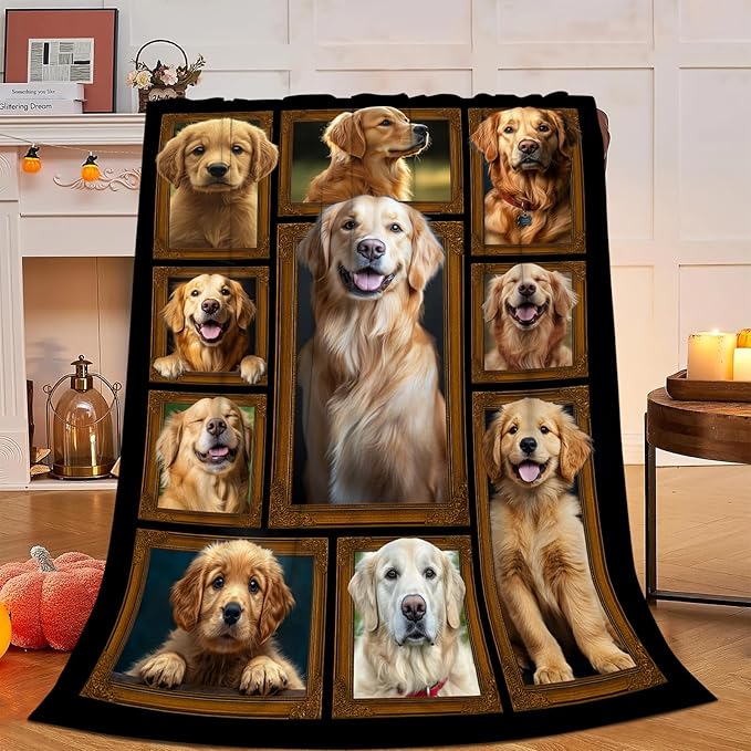 Golden Retriever Blanket, Golden Retriever Dog Throw Blanket, Dog Pet Gifts Blankets Stuff Fleece Flannel Plush for Girls Women Lovers Adults Soft Bedding Gift for Sofa Bed Office Home Decor 60"x50"