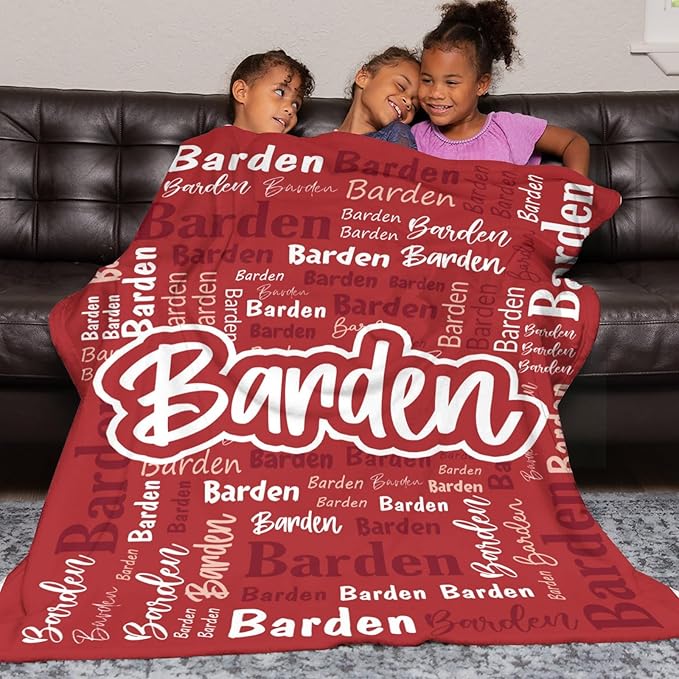 Custom Blanket with Name Personalized Blankets for Kids Adult Boys Girls Flannel Monogrammed Customized Blankets Throw (50''x60'')