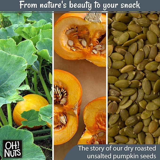 Oh! Nuts Pumpkin Seeds - Roasted Unsalted - 2 lb - No Shell Pepitas - Packed in New York Zip-Seal Bag for Exceptional Freshness