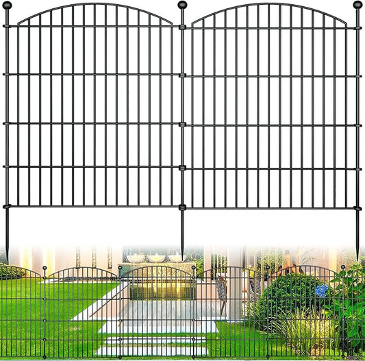 10 Panels Garden Fence Dog Fence Outdoor for Yard, 32in H x 23.6ft L Rustproof Metal Fencing with Ground Stakes | No Dig Animal Proof Containment for Pets/Rabbits | Durable Patio Security Panels