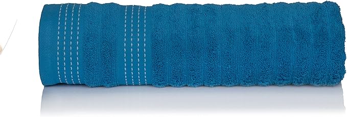 CASA COPENHAGEN Elegance Collection Towels 550 GSM 2 Bath Towel 2 Hand Towel 2 Washcloths, Super Soft Egyptian Cotton 6 Towels Set for Bathroom, Kitchen & Shower - Teal + Grey