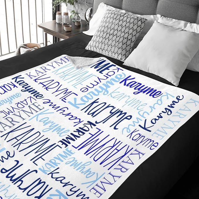 Personalized Blankets with Names Baby Gifts for Girls Boys Custom Soft Fleece and Sherpa Name Blanket for Kids and Adults Birthday for Daughter Son Granddaughter Grandson (White)