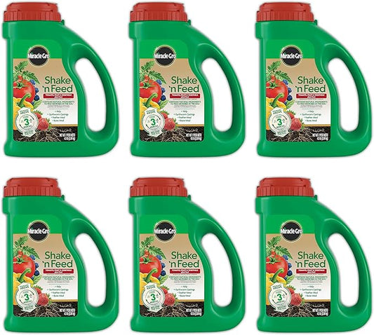 Miracle-Gro Shake 'N Feed Tomato, Fruit & Vegetable Plant Food, Plant Fertilizer, 4.5 lbs. (6-Pack)