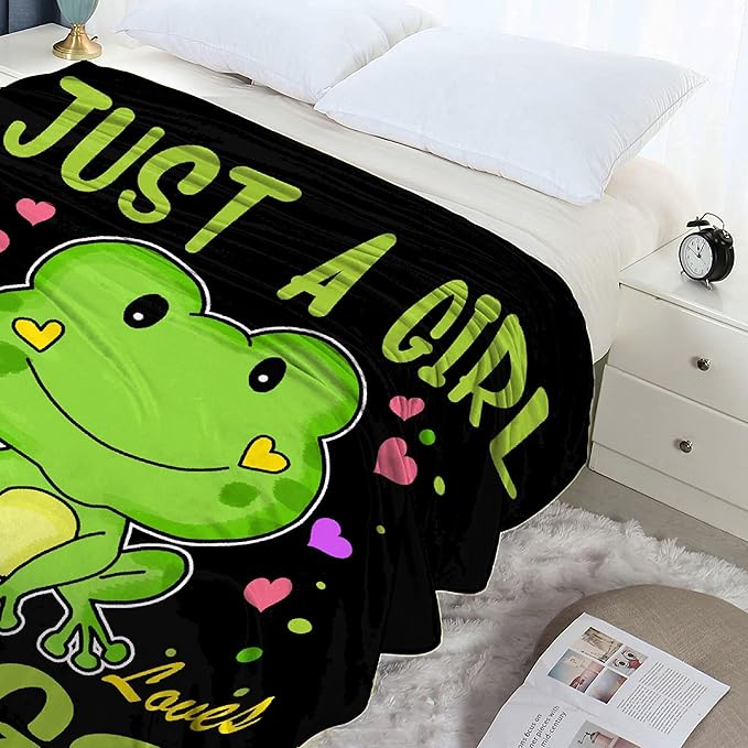 Cartoon Frog Blanket -50"x40" Small for Kids Just Girl Who Loves Frogs Soft Blankets and Throws Flannel Cozy Lightweight Quilt Gift Perfect for Bed Sofa Couch