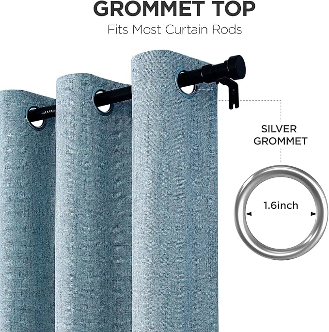 Joydeco Blackout Curtains 95 Inches Long 2 Panels Burg, Room Darkening Curtains for Bedroom, 100% Black Out Textured Thermal Drapes Privacy Protection 2 Panels Set(W52 x L95 Inch, Sky Blue)