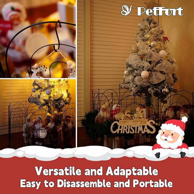 Garden Fence Panels, 17 in (High) x 12.6 ft (Long) Flower Bed Fencing for Small Animal Barrier, 10 Pcs Metal Decorative Fences Border with Hooks