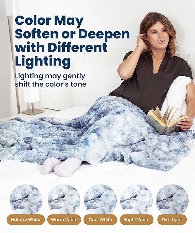 Everlasting Comfort Soft & Comfortable Arctic Blue Faux Fur Throw Blanket for Couch - (50"x65") Minky & Fluffy Fall Blankets & Throws, Plush Fuzzy Cover for Bed, Sofa & Living Room - Cozy Home Decor