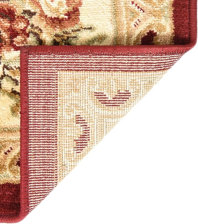 Unique Loom Versailles Collection Traditional Classic Floral Motif Area Rug (7' 11 x 7' 11 Octagon, Burgundy/Ivory)