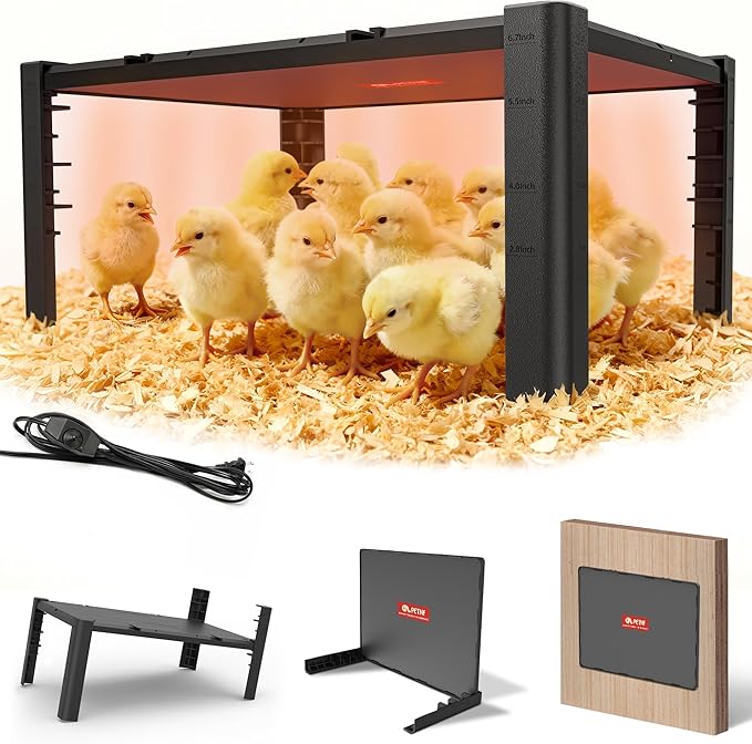 Chick Brooder Heating Plate – Adjustable Temperature Chicken Brooder Heater for Baby Chicks Ducklings Poultry with Height Adjustable Anti-Roost Design Safe Durable ABS Material 95–167℉ Low Energy Use