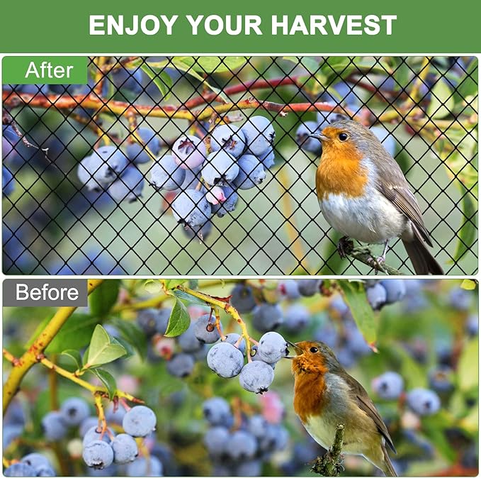 Bird Netting - Heavy Duty Nylon Net with 3/4' Mesh for Garden Protection, Chicken Coop and Orchard