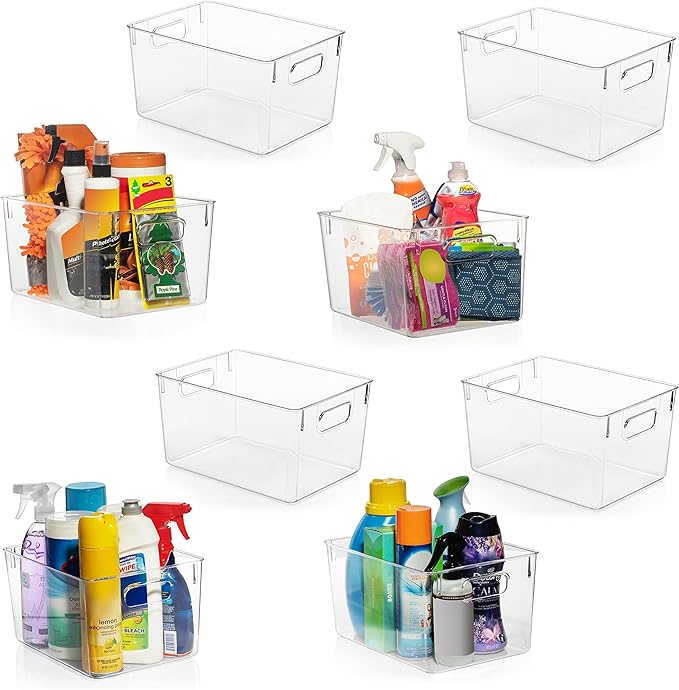 ClearSpace Clear Plastic Storage Bins – Pantry Organizers & Storage Containers, Cabinet Organizer - Home Organization Must Haves for Kitchen, Laundry Room, Office, Closet, Garage & Freezer