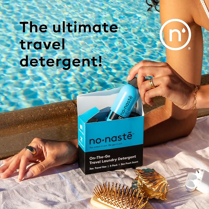 Nonaste Travel Laundry Detergent Zen Fresh, (3 Fl Oz, Pack of 3) – High Performance Activewear Detergent Travel Size | TSA-Compliant Laundry Essentials