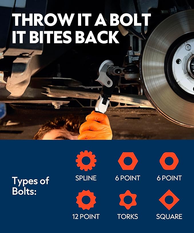 2-Piece Self-Adjusting Crowfoot Wrench Set, 7.5" (5/16"–11/16", 8–17mm) & 9.5" (9/16"–1-1/4", 14–32mm), Rust Resistant Power Grip, Space-Saving Tool for Car & Home Repairs