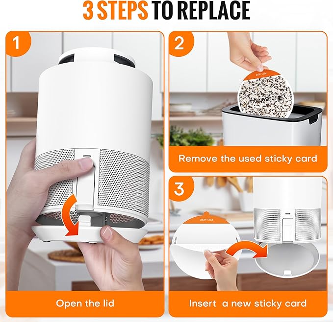 Mosalogic Fruit Fly Trap for Indoors Indoor Gnat Traps for House Use Upgraded Flying Insect Catcher - Trapper & Killer for Fruit Flies, Gnats, Mosquitoes, Plants Moths with 5 PCS Refills White