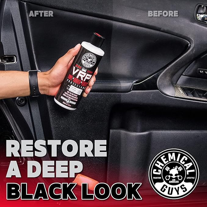 Chemical Guys VRP Protectant & WonderWave Applicator Kit - 16 oz Vinyl, Rubber, and Plastic Dressing with 2 Foam Applicators - Restores Your Car's Interior & Exterior Surfaces