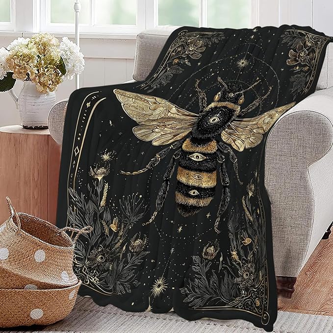 Bee Blanket Bumblebee Animal Throw Blankets Gifts for Girls Boys Kids Bee Lover Soft Cozy Fleece Plush for Couch Sofa Bed 50"x40"