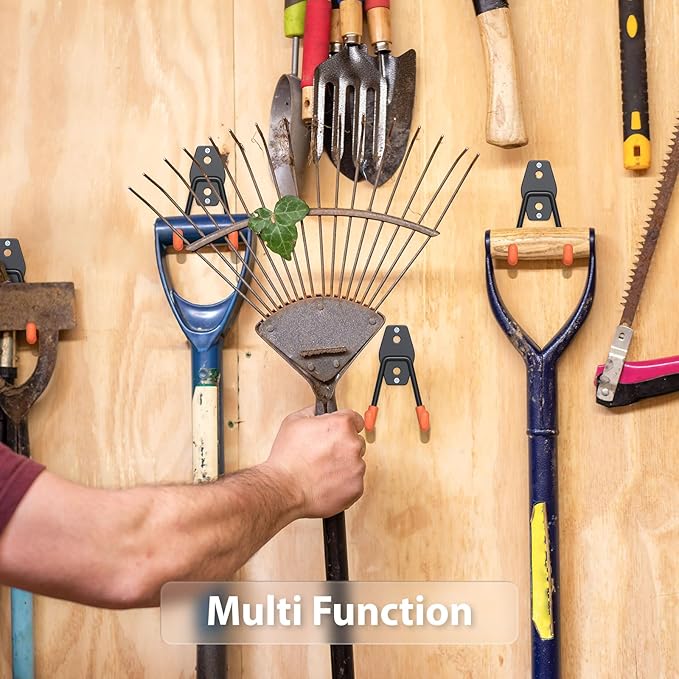 Garage Hooks with Anti-Slip Coating,Heavy Duty Wall Mount Storage Hooks for Hanging Bike,Hose,Ladder,Yard,Garden Tools (8 Pack Orange 4.5x2.75 inch)