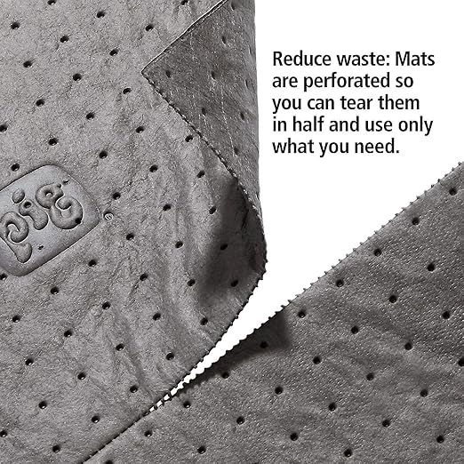 PIG Absorbent Mat Roll for Oil and Other Liquids | 1 Lightweight Mat Roll | 15" W x 50' L | Absorbs up to 3.3 gal per Roll | Gray | PM50435