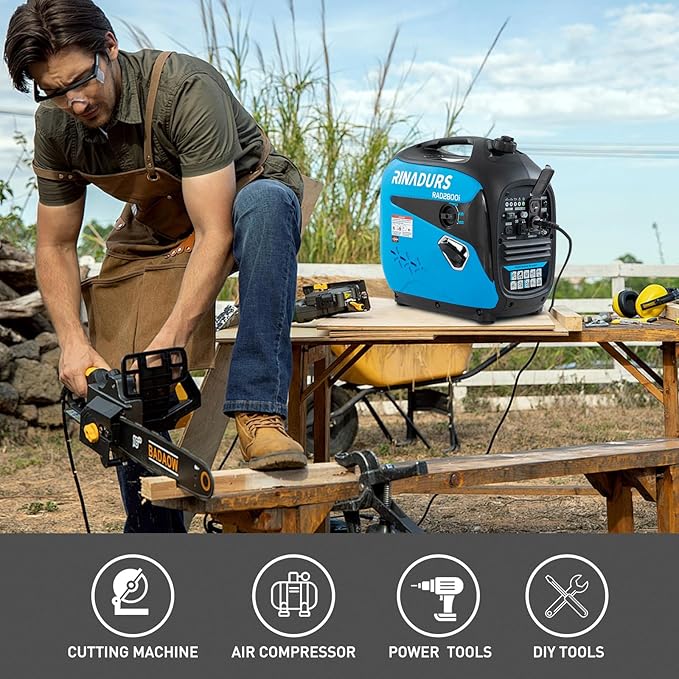 2800 Watt inverter generator, quiet and portable, suitable for home backup power, outdoor camping, and construction sites.EPA Compliant