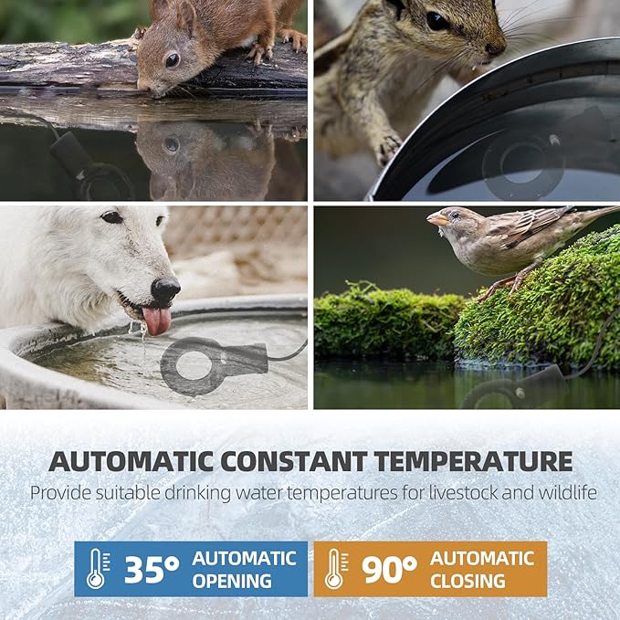 Upgraded 500-Watt Chicken Water Heater - Submergible Cast Aluminum Utility De-Icer with Black Teflon Coating for Livestock Tanks, Winter Bird Bath, and Mineral Buildup Resistance