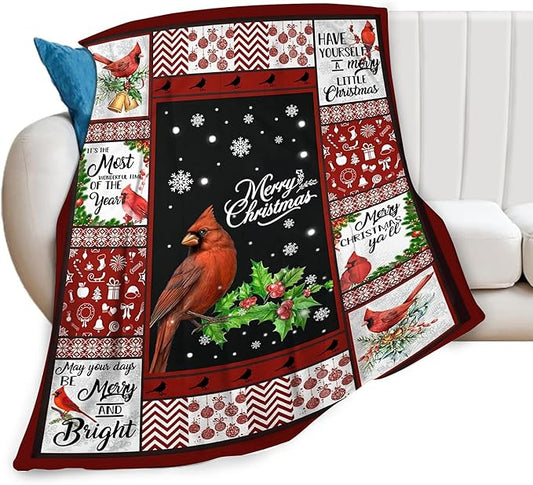 Cardinal Christmas Throw Blanket - Soft, Warm & Cozy Fleece for Kids & Adults - 60"x80"