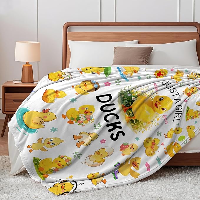 Duck Blanket Duck Gifts for Girls Women Ducks Lovers Soft Flannel Blankets Birthday Gifts Decor Stuff Ducks Themed Throw Blanket 60" x 50"