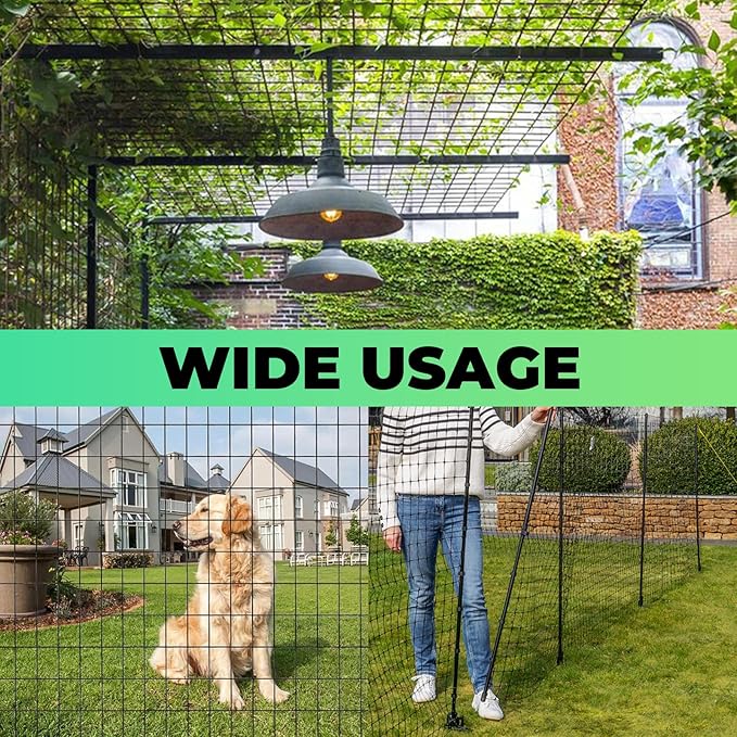 Garden Fence Black PVC Coated Welded Wire Fencing 48 Inch x 100 Foot, 2 Inch x 3 Inch 16GA, Garden Border Fencing Roll Vinyl Coating Metal Wire Mesh for Yard Vegetable Plant Protection Poultry Netting