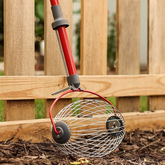 GARDEN WEASEL Large Nut Gatherer Roller – Nut Collector Tool for Walnuts, Sweet Gum Balls, Tennis Balls and More – Yard Picker Upper with Durable Cage and Ergonomic Handle - Newest Model