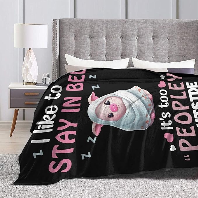 Pig Blanket, Soft Plush Fleece Animal Throw Blanket - Cozy Warm Stuffed Blankets Bedding Funny Pig Gifts for Women Girls Kids Adults 60"X80"