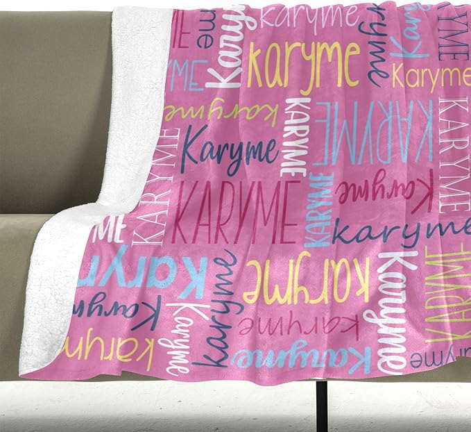 Personalized Blankets with Names Baby Gifts for Girls Boys Custom Soft Fleece and Sherpa Name Blanket for Kids and Adults Birthday for Daughter Son Granddaughter Grandson (Dark Pink)
