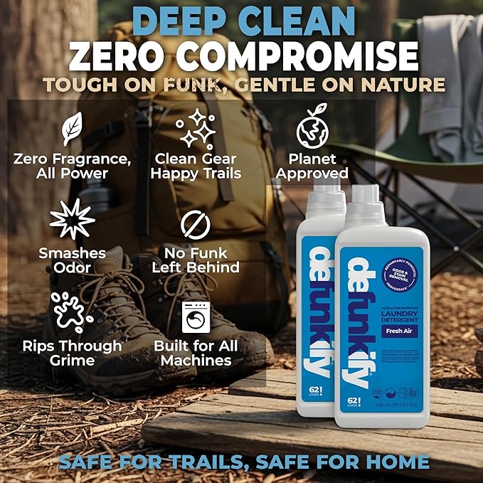 Laundry Detergent 124 Load. Crisp, Clean 'Fresh Air' Essential Oil Liquid Laundry Detergent Washing Soap for Sensitive Skin. ProvenSafe™ Cleaning Supply w/Odor & Stain Remover for Outdoor Gear