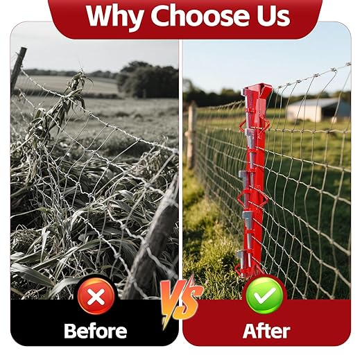 4 FT Woven Wire Fence Stretcher Bar with 5 Wedges, Heavy Duty Steel Chain Link Fabric Fence Stretcher, Woven Wire Stretcher with Gloves, for Fixing Fences on Farms, Garden Barriers
