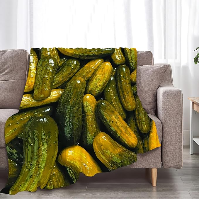 Pickle Blanket Gifts for Girls Boys Soft Warm Plush Pickle Cucumber Foodie Throw Blanket Flannel Fleece Fuzzy Pickles Blanket for Kids Lover Bed Couch Living Room Decor 50"X40"