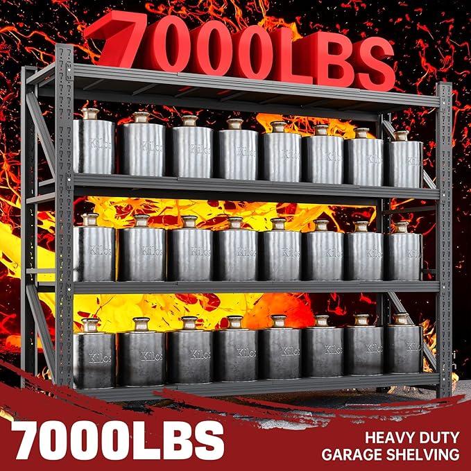 7000LBS Storage Shelves,79" W Garage Shelving Heavy Duty Metal Adjustable Garage Shelves, Shelving Units Industrial Shelving for Warehouse,79" W x 24" D x 79" H,Black