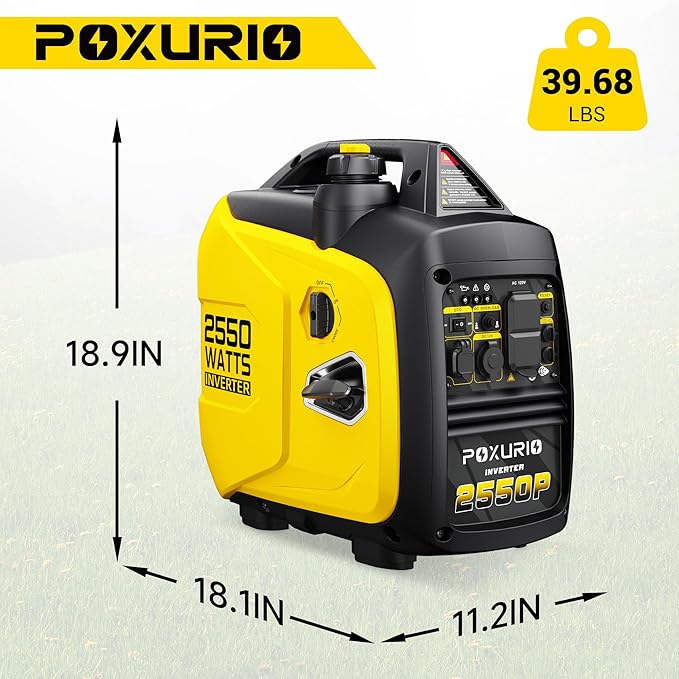 2550-Watt Portable Inverter Generator for Home Use, 4L/1.06Gallon Large Fuel Tank Up to 10 Hours Use, 120V Gas Powered Generator Super Quiet - EPA Compliant,Yellow