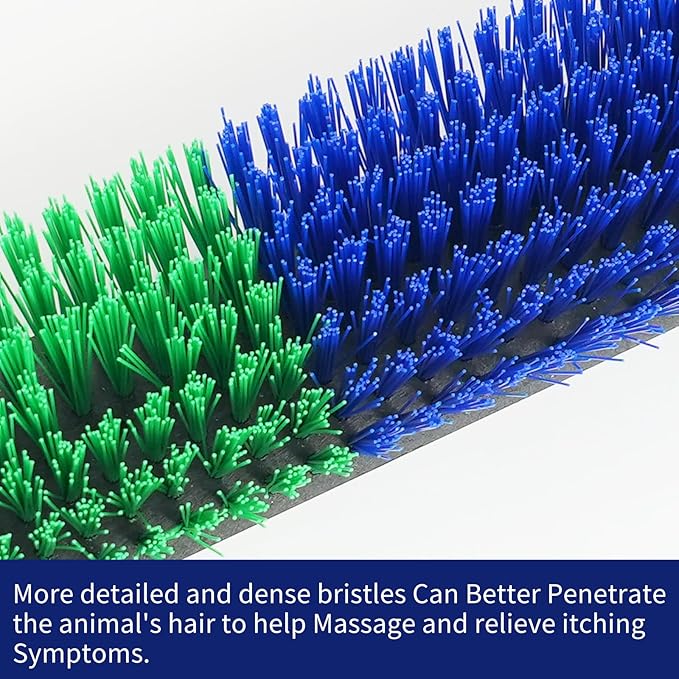 Livestock Scratch Brush With 8 Screws，Animal Back Scratching Brush for Cow,Cattle,Sheep, Horses,Pigs，Massage Grooming Tool(Green, 2pcs)