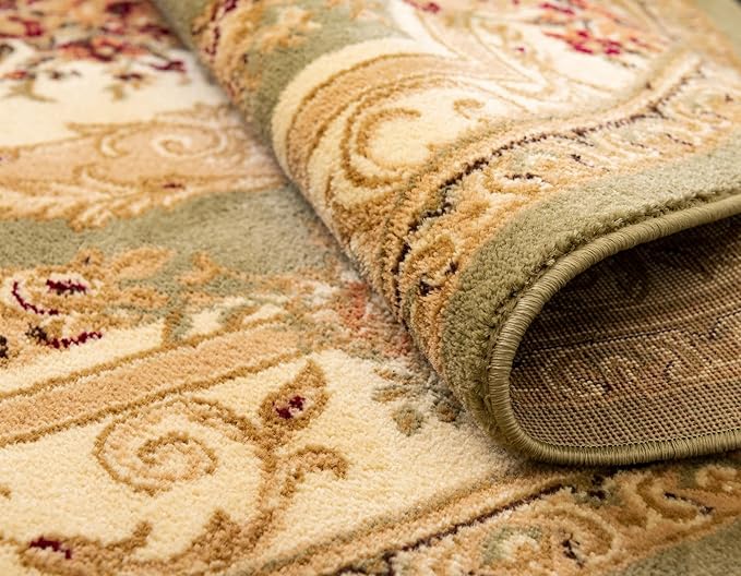 Unique Loom Versailles Collection Traditional Classic Floral Motif Area Rug (7' 11 x 10' 0 Oval, Green/Ivory)