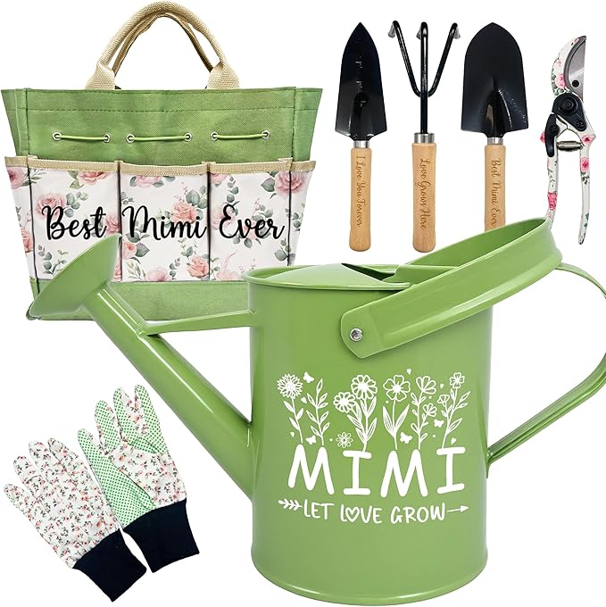 Gifts for Mimi, Christmas Mimi Garden Kit Gifts for Grandma Floral Gardening Tools and Durable Garden Tools Organizer Tote, Ideal Gardening Gift for Women on Birthday Plant Lover Present