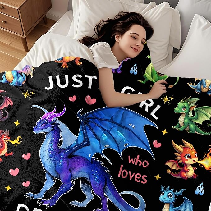 Dragon Blanket Ultra Soft Flannel Dragon Throw Blanket Dragons Birthday Bedding Decor Gifts for Kids Girls Boys Adults 50" x 40"