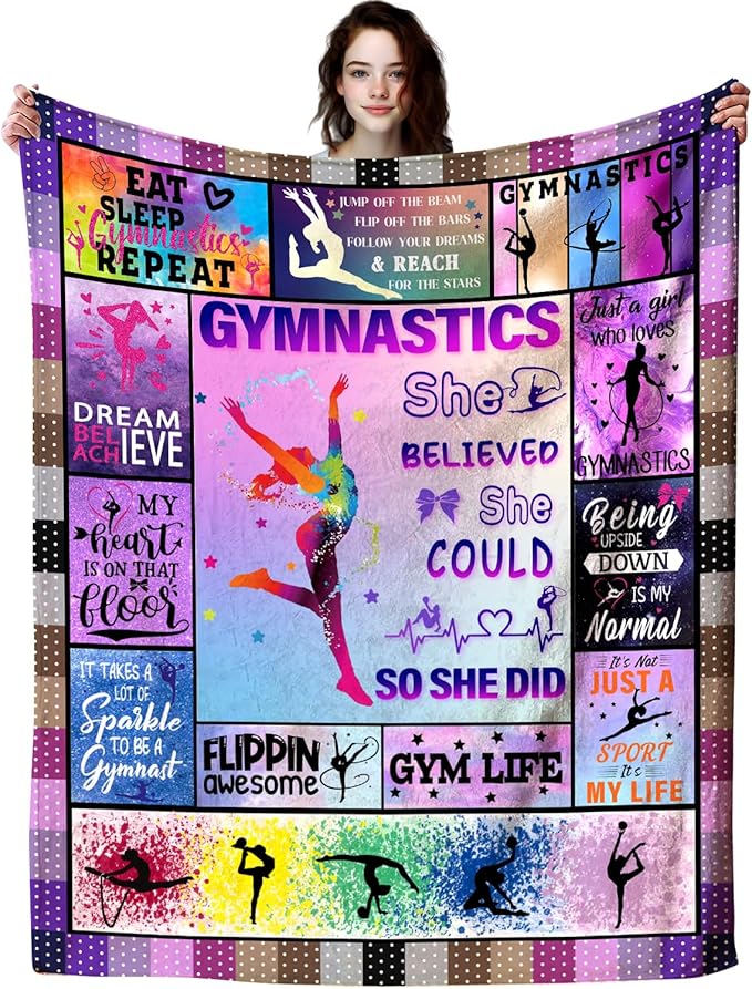 Gymnastics Throw Blanket Plush Fleece Soft Lightweight Flannel Fleece Blankets Decor for Couch Sofa Living Room Bedding 50"X40"