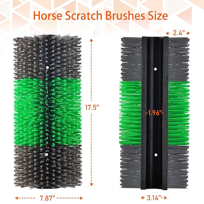 4PCS Livestock Scratch Brushes, Green (Including 304 Stainless Steel Screws, Best Firm Bristle Brushes, Suitable for Horses, Cows, Sheep, Pigs, Deer etc.)