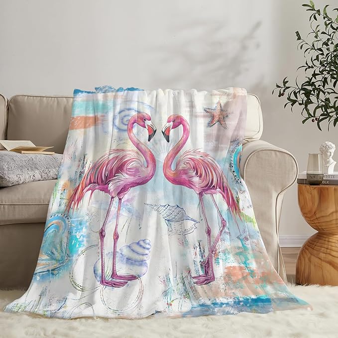 Flamingo Blanket Gifts for Girls Boys Beach Throw Cozy Plush Fleece Flannel Lightweight Fuzzy Party Blankets for Women Men 50"X40"