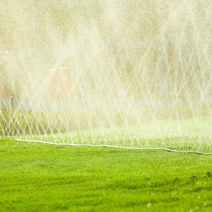LINEX Sprinkler Soaker Hose 50 ft 2 pack for Garden, Watering Hose with Holes, High-Efficiency Sprinklers System for Lawn and Garden with Staples
