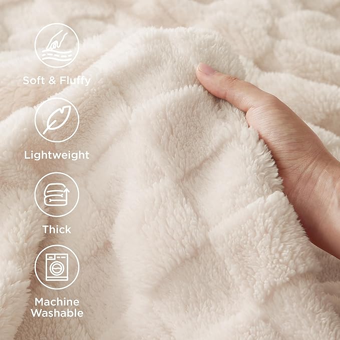 Bedsure GentleSoft King Size Blanket for Bed - Super Soft Cozy Blankets for Women Men Girls, Large Fuzzy Fleece Throw for Bedroom Decor, Light Beige,108x90 Inches