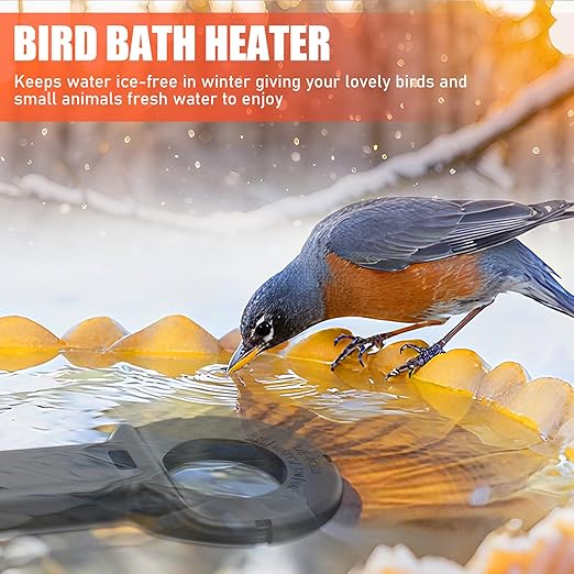 250W Utility De-Icer Submergible Cast Aluminum Chicken Water Heater for Livestock Tank Heater Winter Bird Bath HeaterPower Cord 9.8 Ft Darkgray