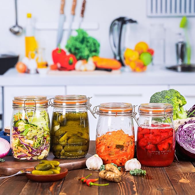 32 oz Wide Mouth Mason Jars with Airtight Lids – Large Glass Canning Jars for Pickling,Flour, Sugar, Pasta, Oats & Cereal Storage